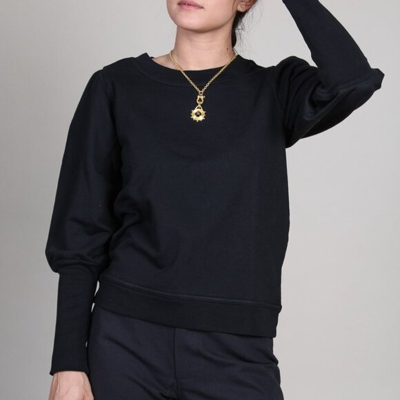 Apiece Apart Olimpio Long Sleeve Sweatshirt in Black Size M - Picture 1 of 7
